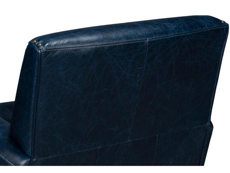 Taft Blue Leather Swivel Chair - Ornate Home