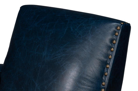 Taft Blue Leather Swivel Chair - Ornate Home