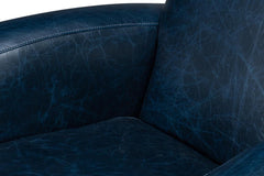 Taft Blue Leather Swivel Chair - Ornate Home