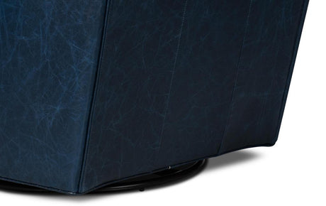 Taft Blue Leather Swivel Chair - Ornate Home