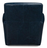 Taft Blue Leather Swivel Chair - Ornate Home