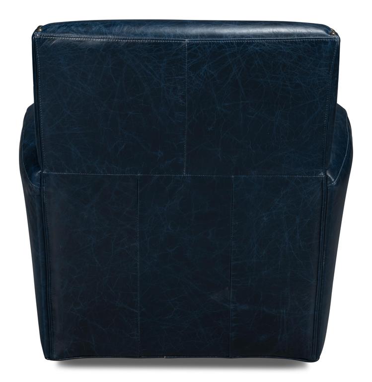 Taft Blue Leather Swivel Chair - Ornate Home