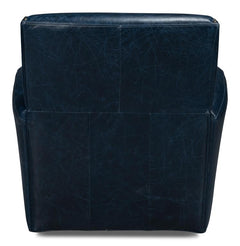 Taft Blue Leather Swivel Chair - Ornate Home