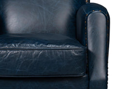 Taft Blue Leather Swivel Chair - Ornate Home