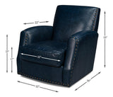 Taft Blue Leather Swivel Chair - Ornate Home