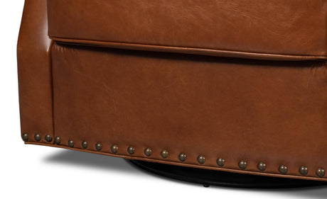 Taft Brown Leather Swivel Chair - Ornate Home