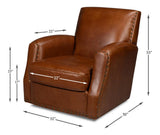 Taft Brown Leather Swivel Chair - Ornate Home