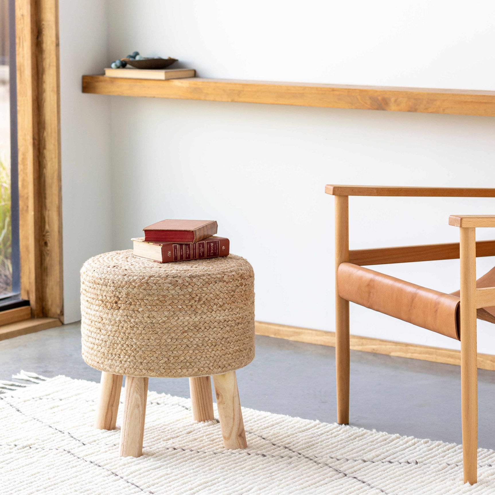 Tagaytay Natural Wood Stool Ottoman - Clearance - Ornate Home