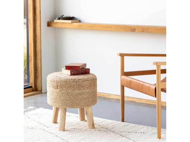 Tagaytay Natural Wood Stool Ottoman - Ornate Home