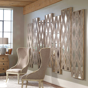 Tahira Woodtone Geometric Argyle Pattern Wall Mirror - Ornate Home