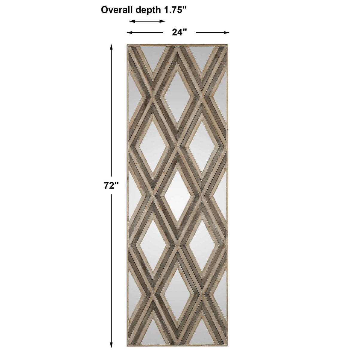 Tahira Woodtone Geometric Argyle Pattern Wall Mirror - Ornate Home