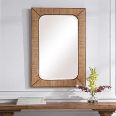 Tahiti Brown/Woodtone Rattan Mirror - Ornate Home