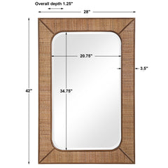 Tahiti Brown/Woodtone Rattan Mirror - Ornate Home