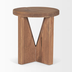 Tahlia Natural Brown Round Wood with Angled Legs Stool - Ornate Home