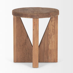 Tahlia Natural Brown Round Wood with Angled Legs Stool - Ornate Home