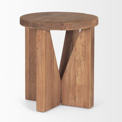 Tahlia Natural Brown Round Wood with Angled Legs Stool - Ornate Home