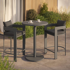 Tahoe Charcoal 3-Piece Outdoor Patio Aluminum Bar Set - Ornate Home