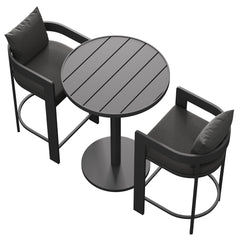 Tahoe Charcoal 3-Piece Outdoor Patio Aluminum Bar Set - Ornate Home
