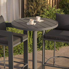 Tahoe Charcoal 3-Piece Outdoor Patio Aluminum Bar Set - Ornate Home