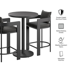 Tahoe Charcoal 3-Piece Outdoor Patio Aluminum Bar Set - Ornate Home