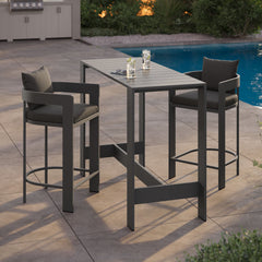 Tahoe Charcoal 3-Piece Outdoor Patio Aluminum Bar Table Set - Ornate Home
