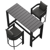 Tahoe Charcoal 3-Piece Outdoor Patio Aluminum Bar Table Set - Ornate Home