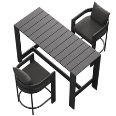 Tahoe Charcoal 3-Piece Outdoor Patio Aluminum Bar Table Set - Ornate Home