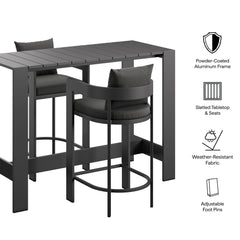 Tahoe Charcoal 3-Piece Outdoor Patio Aluminum Bar Table Set - Ornate Home