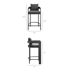 Tahoe Charcoal 3-Piece Outdoor Patio Aluminum Bar Table Set - Ornate Home