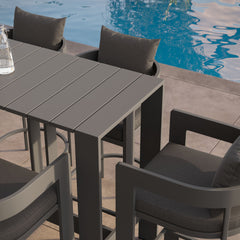 Tahoe Charcoal 5-Piece Outdoor Patio Bar Table Set - Ornate Home