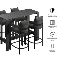 Tahoe Charcoal 5-Piece Outdoor Patio Bar Table Set - Ornate Home