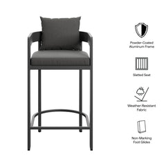Tahoe Charcoal Outdoor Patio Aluminum Bar Chair - Ornate Home