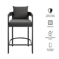 Tahoe Charcoal Outdoor Patio Aluminum Counter Stool - Ornate Home
