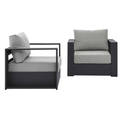 Tahoe Gray 2-Piece Outdoor Patio Powder-Coated Aluminum Armchair Set - Ornate Home