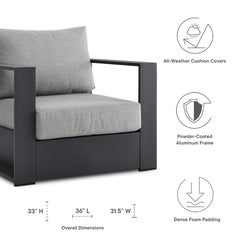 Tahoe Gray 2-Piece Outdoor Patio Powder-Coated Aluminum Armchair Set - Ornate Home