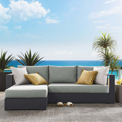 Tahoe Gray 2-Piece Outdoor Patio Powder-Coated Aluminum Left-Facing Chaise Sectional Sofa Set - Ornate Home