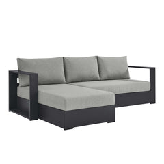Tahoe Gray 2-Piece Outdoor Patio Powder-Coated Aluminum Left-Facing Chaise Sectional Sofa Set - Ornate Home