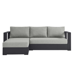 Tahoe Gray 2-Piece Outdoor Patio Powder-Coated Aluminum Left-Facing Chaise Sectional Sofa Set - Ornate Home