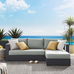 Tahoe Gray 2-Piece Outdoor Patio Powder-Coated Aluminum Right-Facing Chaise Sectional Sofa Set - Ornate Home