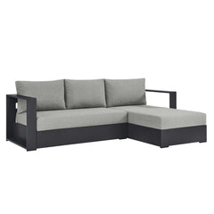 Tahoe Gray 2-Piece Outdoor Patio Powder-Coated Aluminum Right-Facing Chaise Sectional Sofa Set - Ornate Home