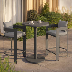 Tahoe Gray 3-Piece Outdoor Patio Aluminum Bar Set - Ornate Home