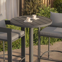 Tahoe Gray 3-Piece Outdoor Patio Aluminum Bar Set - Ornate Home