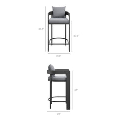 Tahoe Gray 3-Piece Outdoor Patio Aluminum Bar Set - Ornate Home