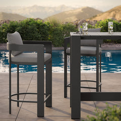 Tahoe Gray 3-Piece Outdoor Patio Aluminum Bar Table Set - Ornate Home