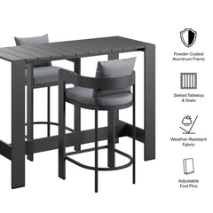 Tahoe Gray 3-Piece Outdoor Patio Aluminum Bar Table Set - Ornate Home