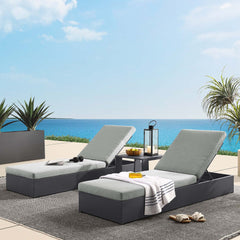 Tahoe Gray 3-Piece Outdoor Patio Powder-Coated Aluminum Chaise Lounge Set - Ornate Home