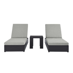 Tahoe Gray 3-Piece Outdoor Patio Powder-Coated Aluminum Chaise Lounge Set - Ornate Home