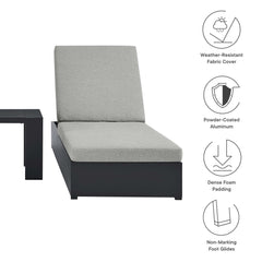 Tahoe Gray 3-Piece Outdoor Patio Powder-Coated Aluminum Chaise Lounge Set - Ornate Home