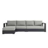 Tahoe Gray 3-Piece Outdoor Patio Powder-Coated Aluminum Left-Facing Chaise Sectional Sofa Set - Ornate Home