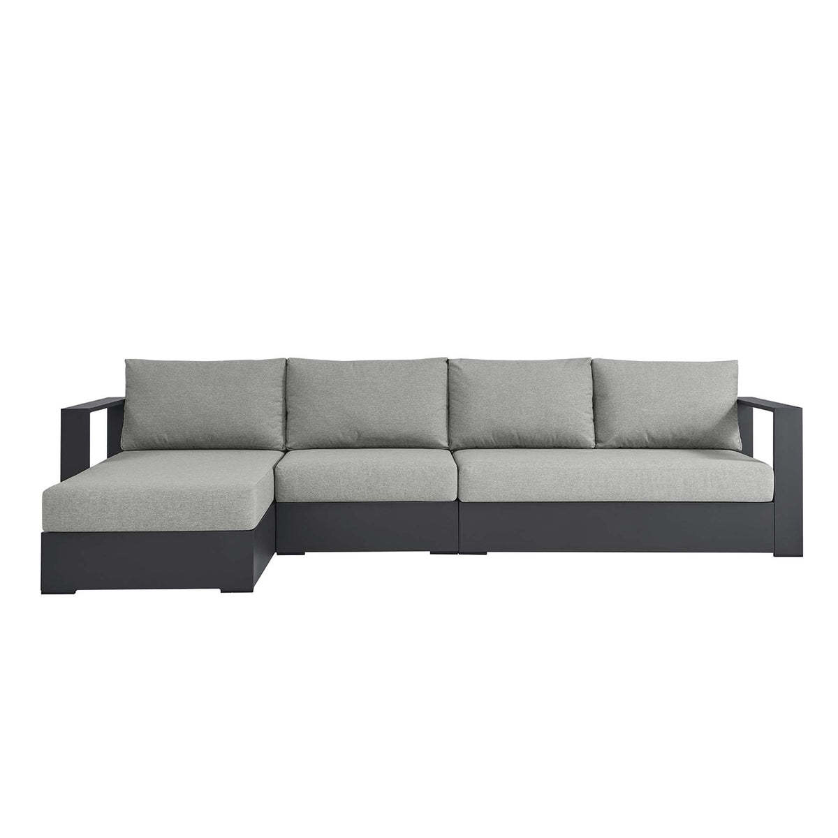 Tahoe Gray 3-Piece Outdoor Patio Powder-Coated Aluminum Left-Facing Chaise Sectional Sofa Set - Ornate Home